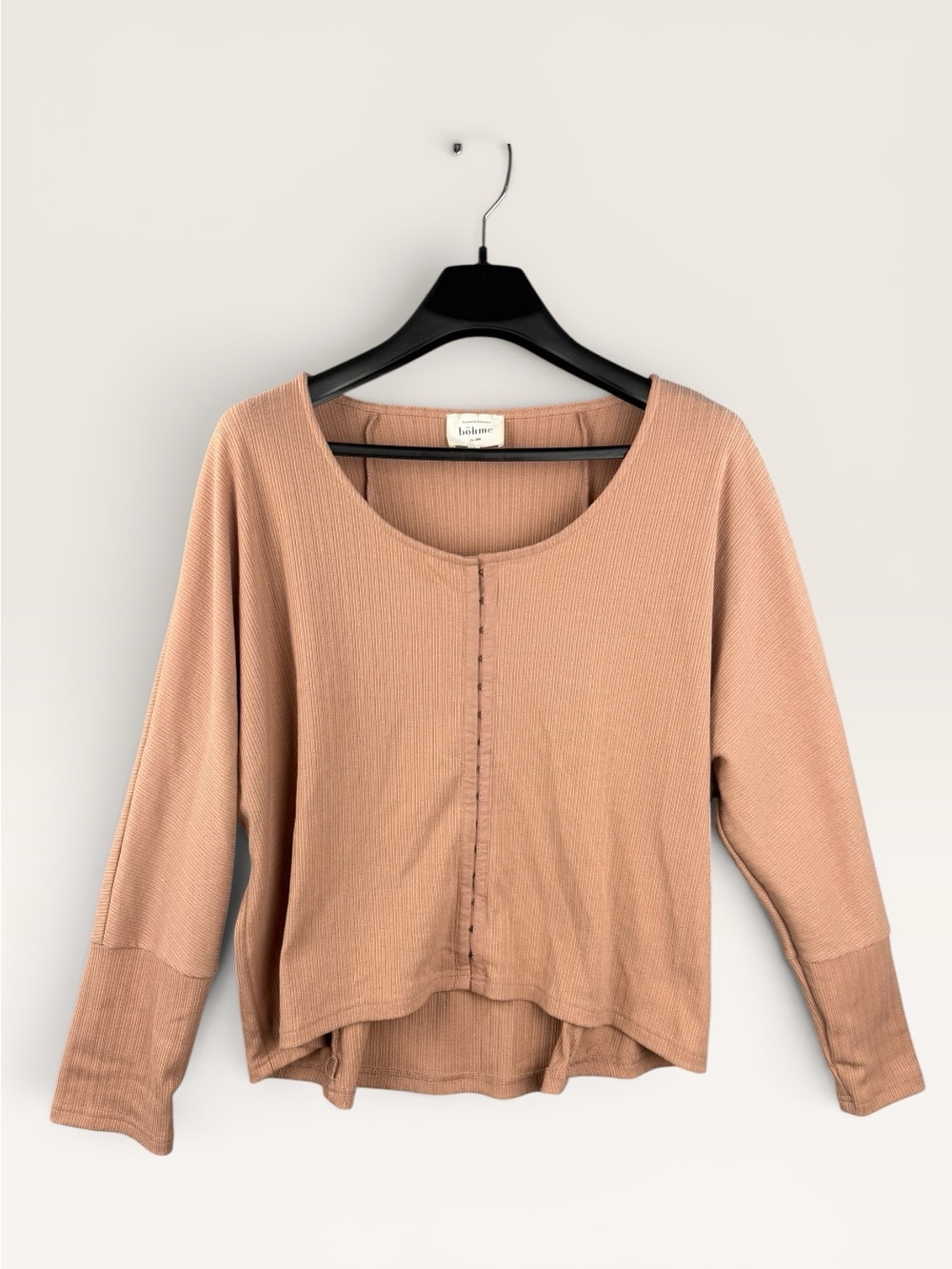 Bohme Women's Scoop Neck Long Sleeve Top in Dusty Rose XL